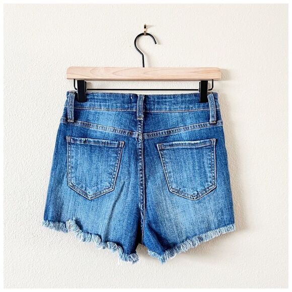 Hammer Jeans High Rise Distressed Exposed Button Fly Cut Off Shorts Sz M - Picture 2 of 6